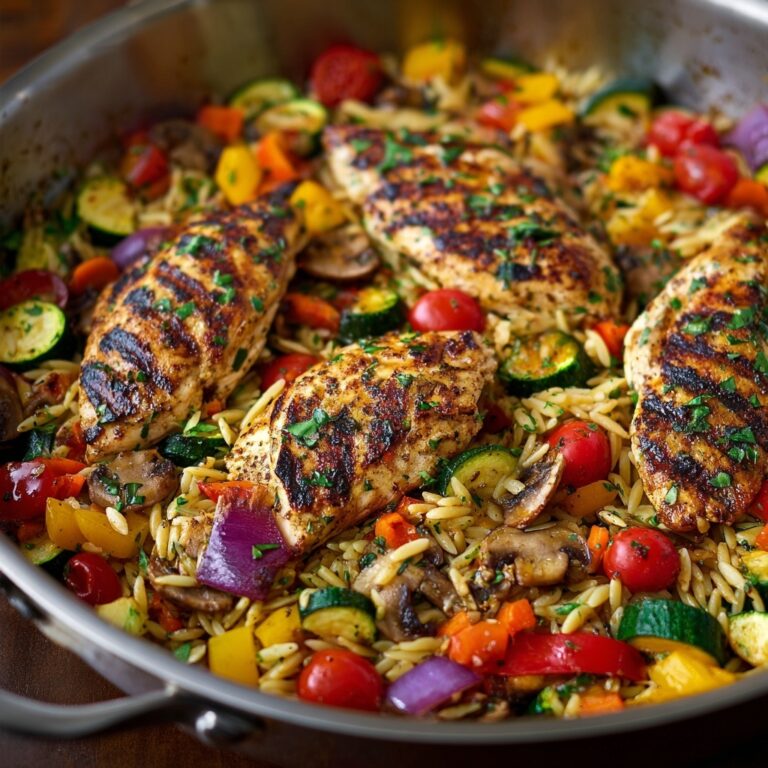 Easy Balsamic Chicken & Veggie Orzo Recipe