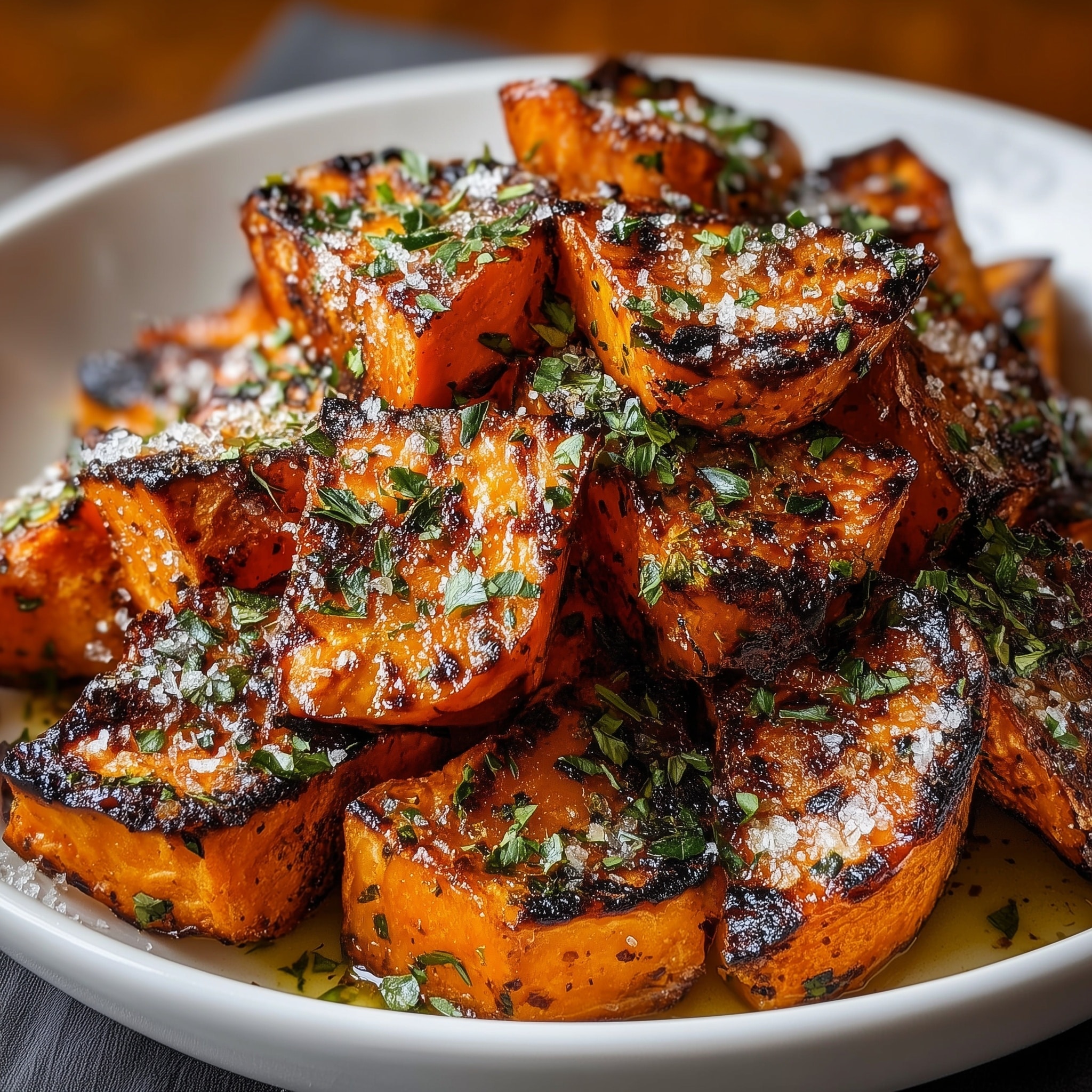 Garlic Parmesan Roasted Sweet Potatoes Recipe - Recipe Image