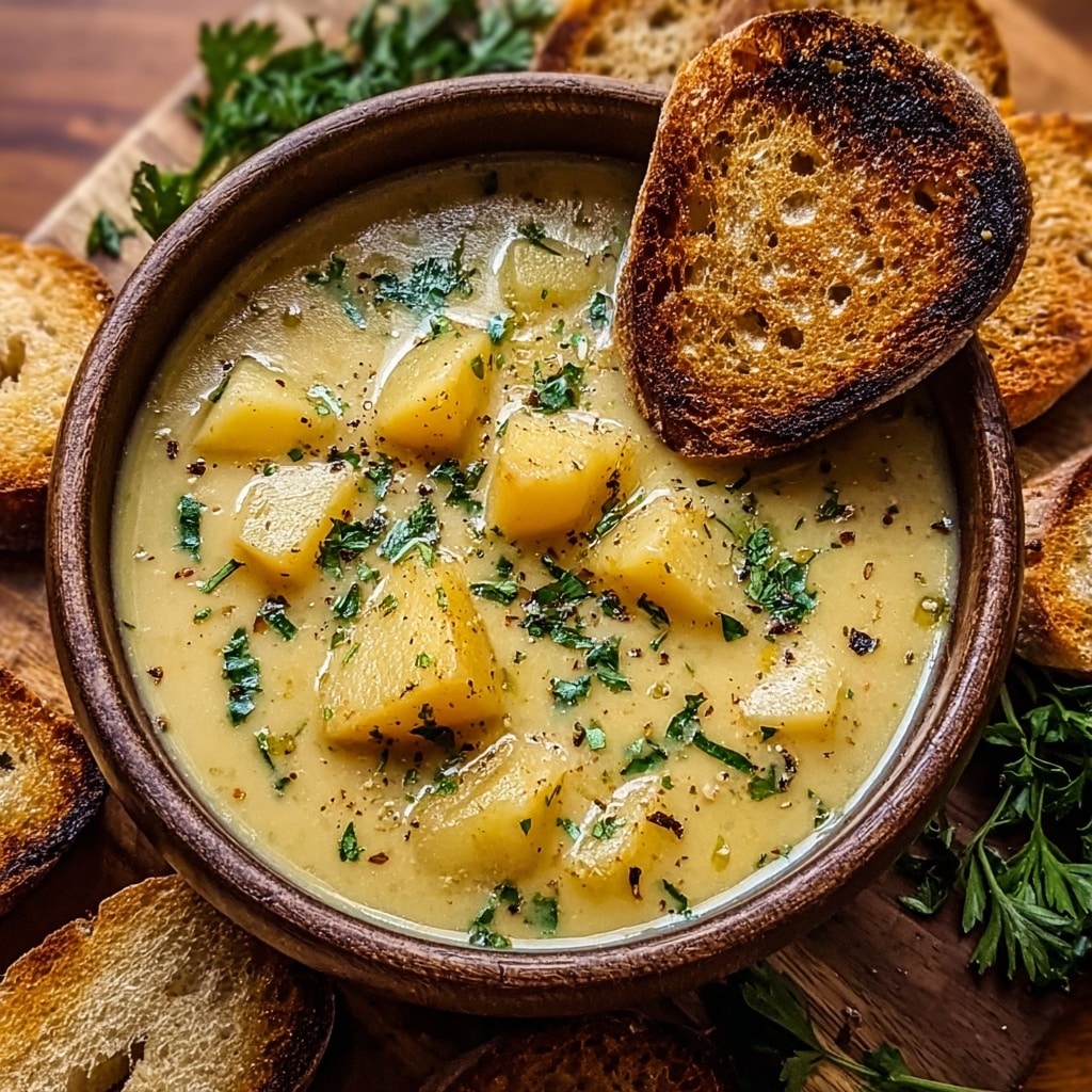 Hearty Cheddar Garlic Herb Potato Soup Recipe - Recipe Image