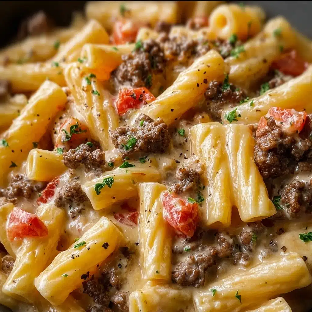 Ultimate Loaded Cheeseburger Alfredo Pasta : Creamy Dinner Recipe - Recipe Image