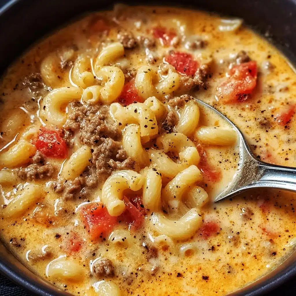 One-Pot Macaroni Cheeseburger Soup No Velveeta Recipe - Recipe Image