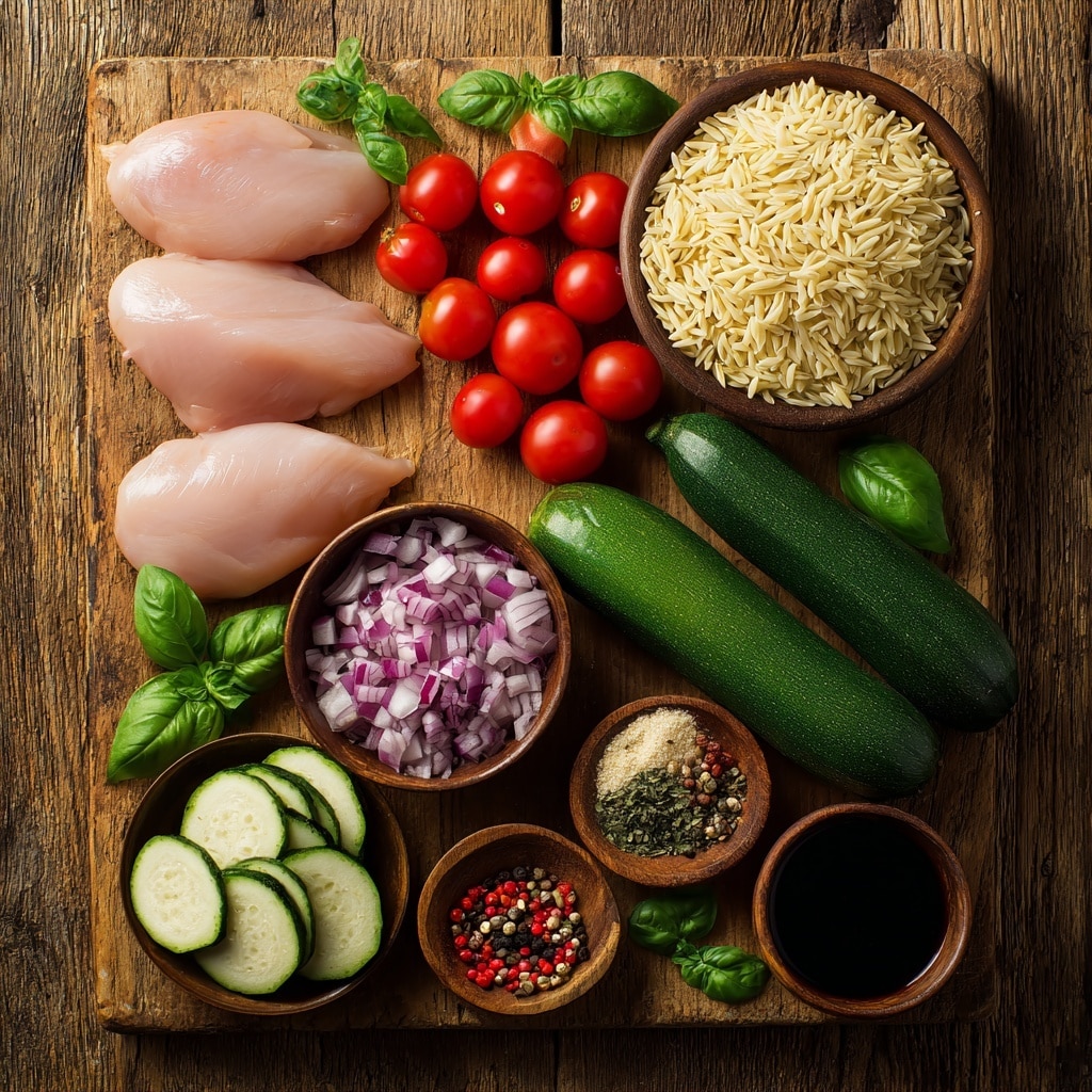 Easy Balsamic Chicken & Veggie Orzo Recipe - Recipe Image