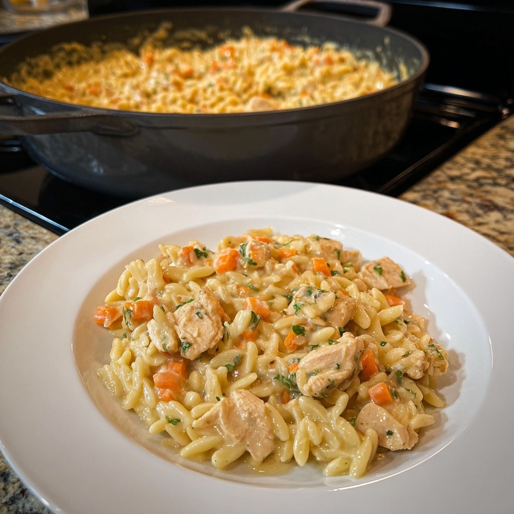 Creamy Chicken Pot Pie Orzo Recipe - Recipe Image