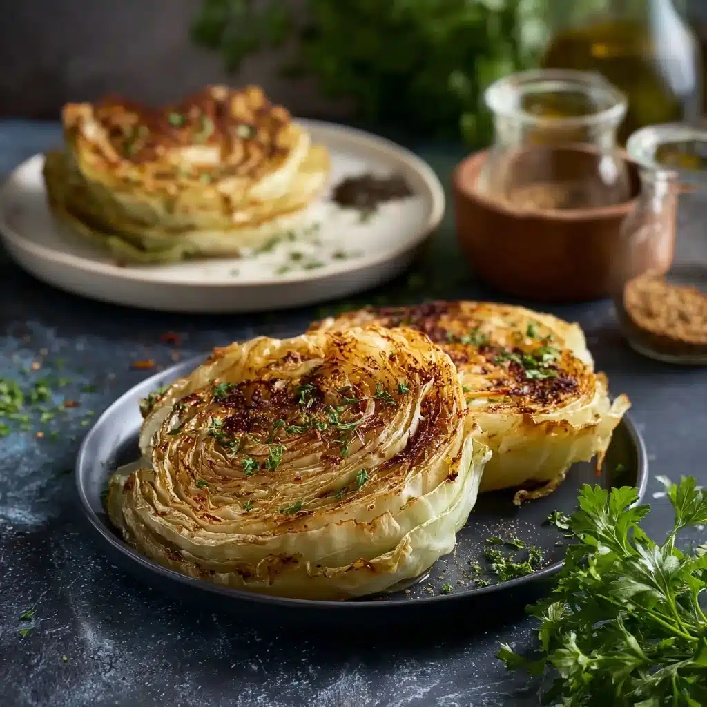 Oven Roasted Garlic Cabbage Steaks Recipe - Recipe Image