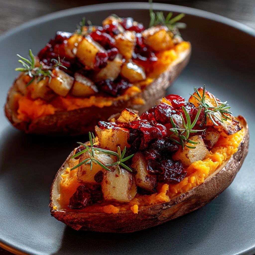 Cranberry Apple Twice-Baked Sweet Potatoes Recipe - Recipe Image