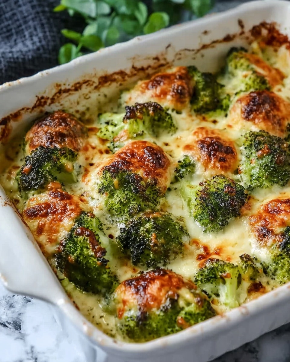 The image shows a close-up of a creamy broccoli cheese casserole being lifted out of a white rectangular baking dish. The casserole is layered with bright green broccoli florets scattered throughout a thick, gooey, golden-yellow melted cheese sauce. The cheese pulls apart in stretchy strands as it is lifted, giving a rich, smooth texture. The white marbled background adds a clean, simple contrast to the vibrant colors of the casserole. Photo taken with an iphone --ar 4:5 --v 7