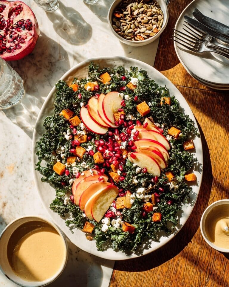 Harvest Kale Salad with Maple-Tahini Dressing Recipe