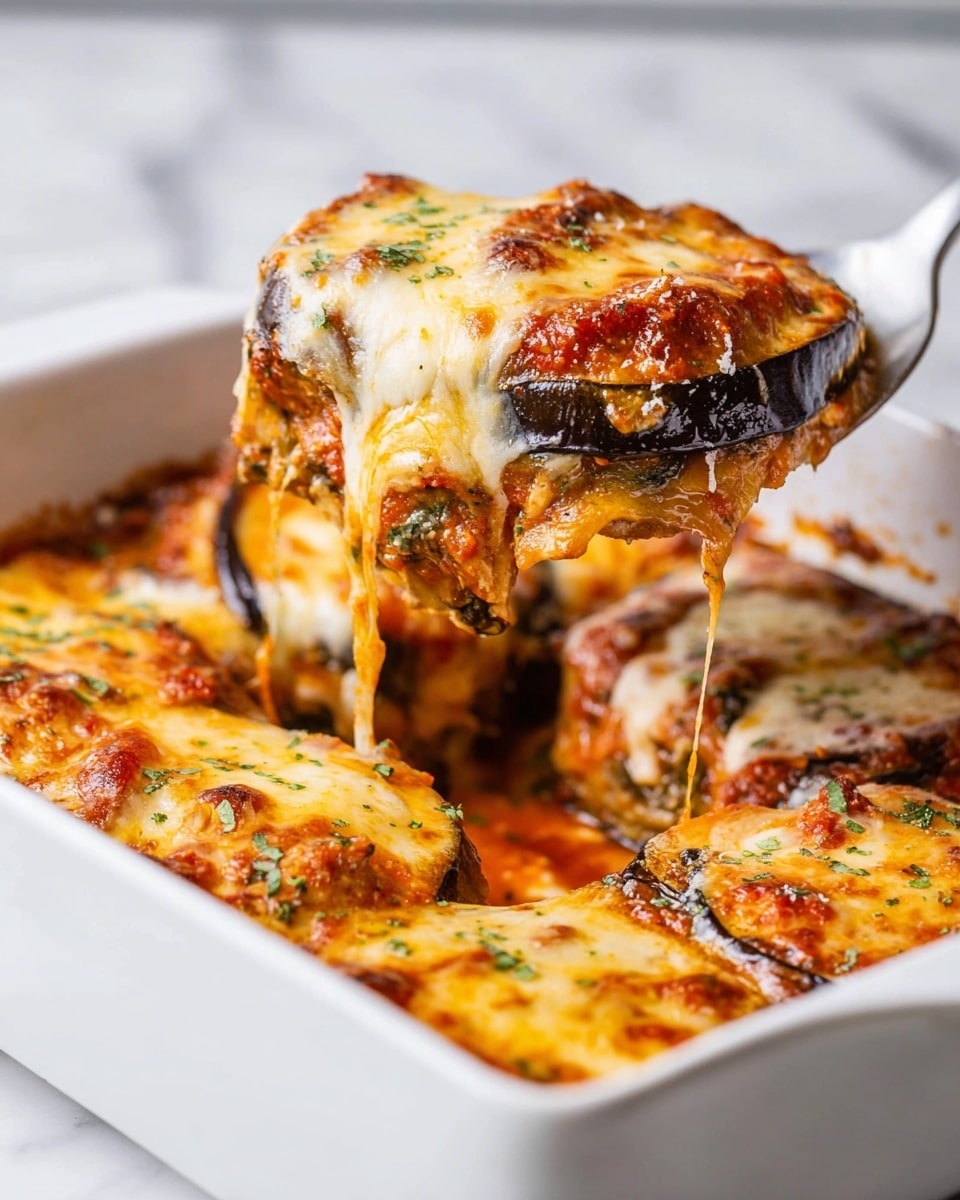 A white plate shows a serving of spaghetti as the base layer, with long, light yellow noodles spread in a loose, circular pile. On top are two stuffed eggplant rolls with crispy, slightly browned skin and a creamy, white ricotta cheese filling. The rolls are covered with a rich, red tomato sauce and sprinkled lightly with grated Parmesan cheese and small green basil pieces. A fresh green basil leaf rests on the side of the spaghetti. A fork partially rests on the plate behind the food. The plate is set on a white marbled surface with another white plate of spaghetti and eggplant rolls blurred in the background, along with a white bowl of grated cheese. photo taken with an iphone --ar 4:5 --v 7