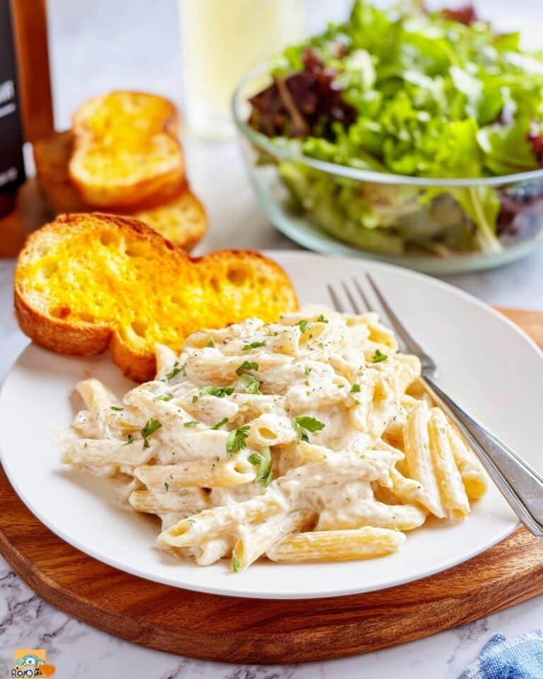 Creamy Crock Pot Chicken Alfredo with Penne Pasta Recipe