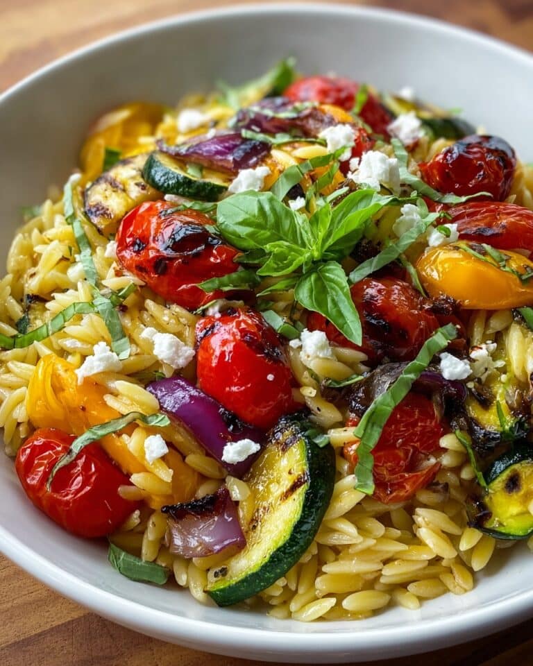 Roasted Vegetable Orzo with Feta and Fresh Basil Recipe