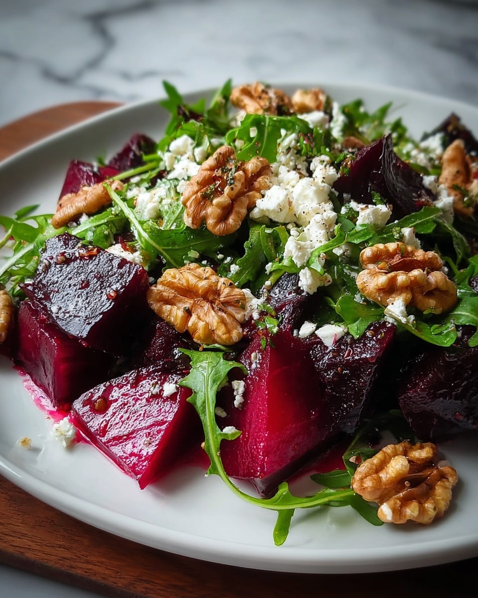 The image shows a white bowl filled with a colorful salad composed of several layers: at the bottom, vibrant green spinach leaves and mixed greens; scattered on top are bright orange citrus slices adding a fresh pop of color; next, deep purple roasted beet pieces with a slightly wrinkled texture are spread throughout; white crumbled cheese is sprinkled generously over the salad, creating a contrast; a few pumpkin seeds and small nut pieces are scattered on top, adding texture; a few pieces of soft purple onion are also visible; to the side, a wooden spoon rests on a beige cloth over a white marbled surface. The overall look is fresh, colorful, and textured. photo taken with an iphone --ar 4:5 --v 7