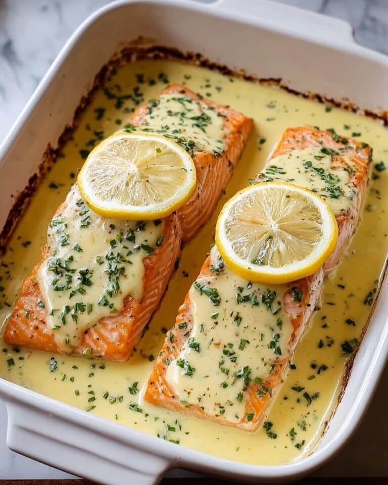 Baked Salmon with Lemon Butter Cream Sauce Recipe