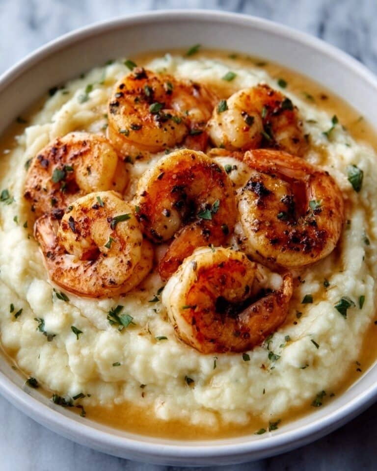 Creamy Garlic Shrimp Over Mashed Potatoes Recipe