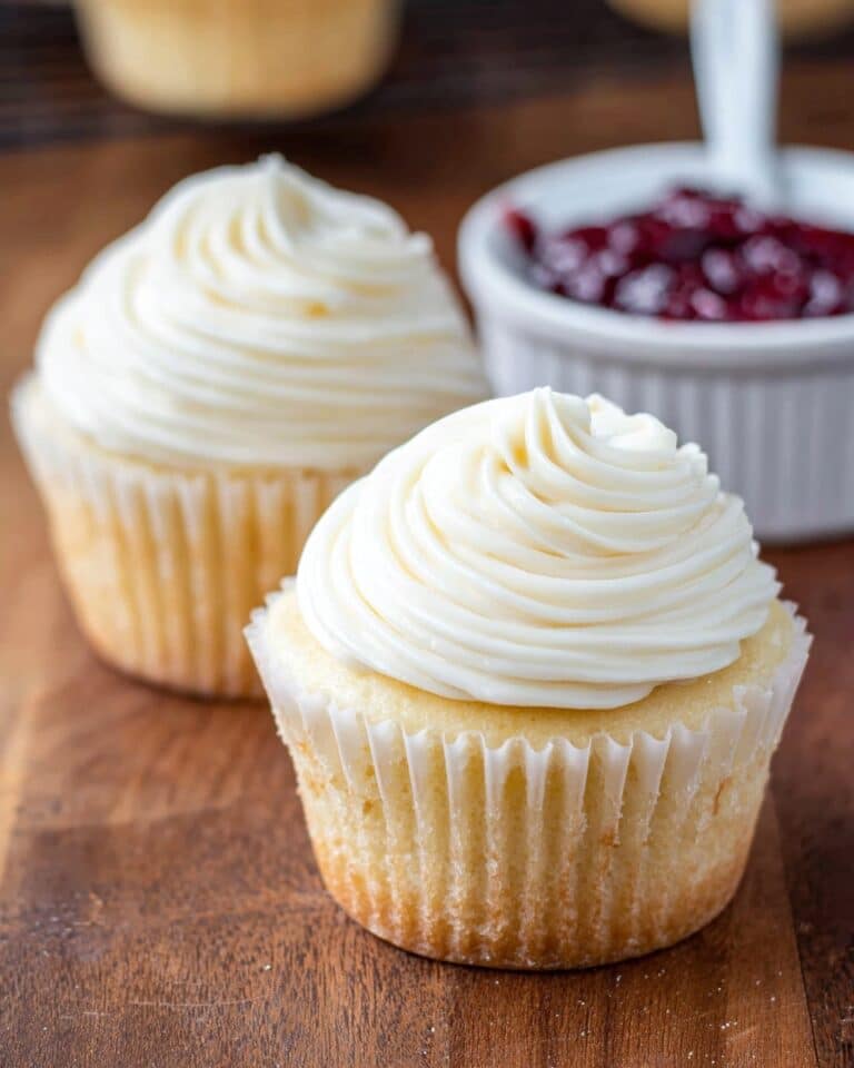 Almond Wedding Cake Cupcakes with Raspberry Filling Recipe
