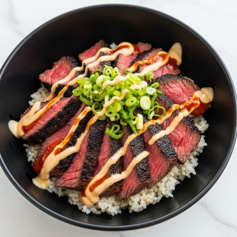 Korean BBQ Steak Rice Bowls with Spicy Cream Sauce Recipe