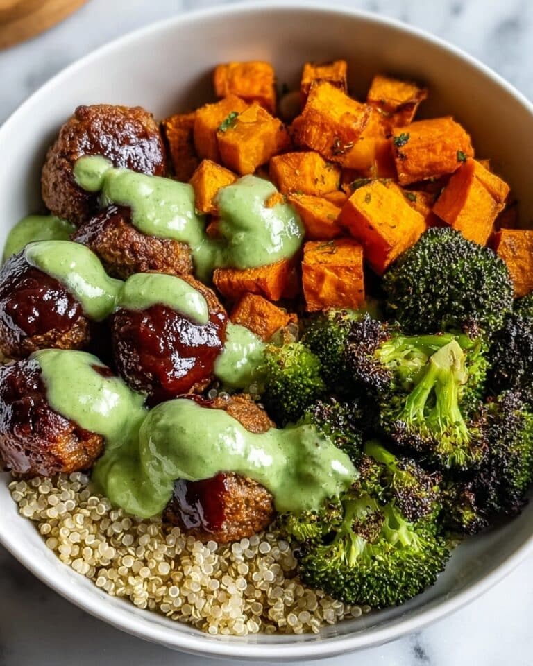 Barbecue Meatball Bowls with Avocado Goddess Sauce Recipe