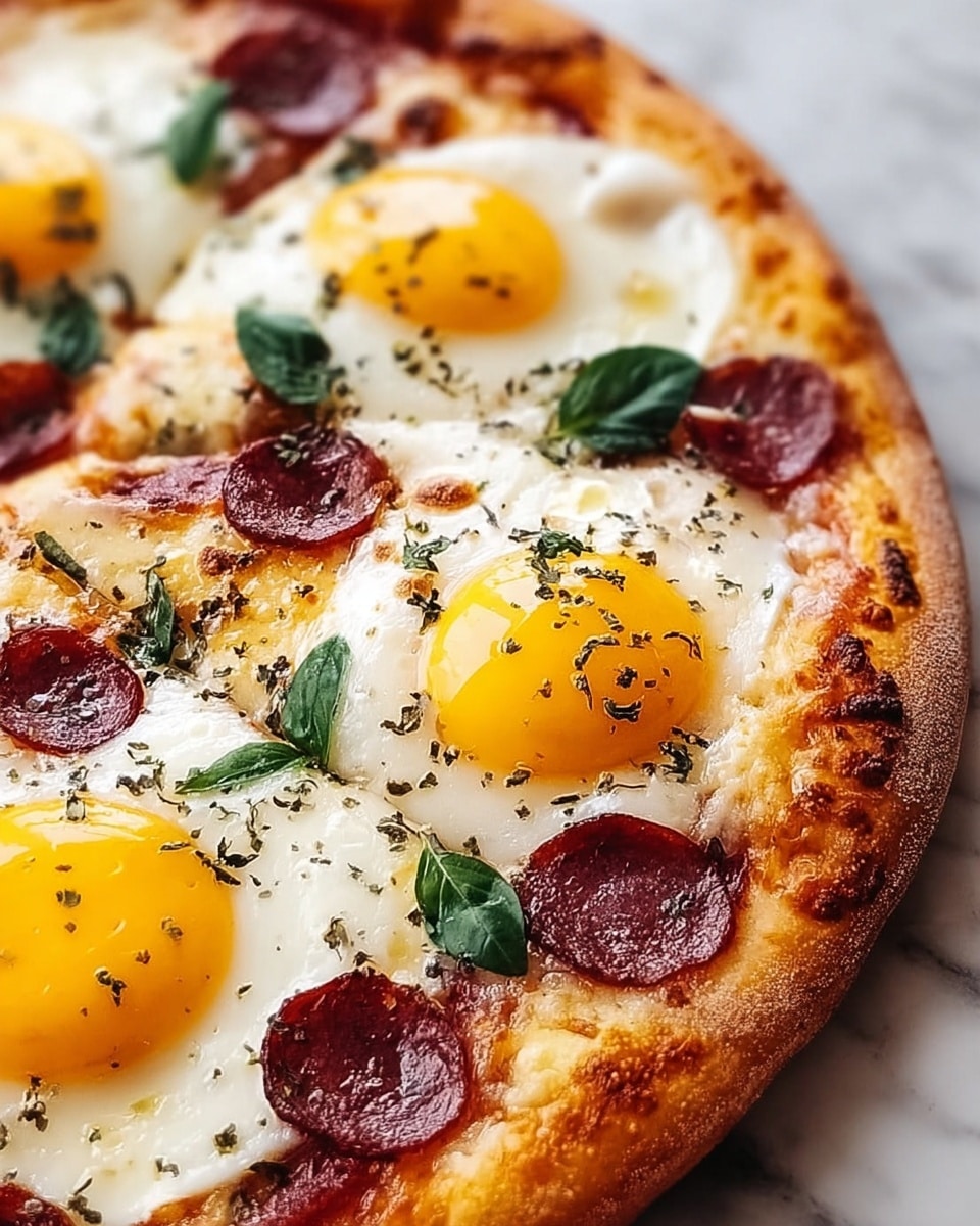The image shows a round pizza on a white plate with a golden crust. The pizza has a base of melted cheese with visible bits of green bell pepper and small pieces of brown sausage spread evenly. Three white dollops of creamy sauce or cheese are placed on top, each with a soft, smooth texture. The pizza is on a white marbled surface with subtle gray veins, giving a clean and fresh background. Photo taken with an iphone --ar 4:5 --v 7