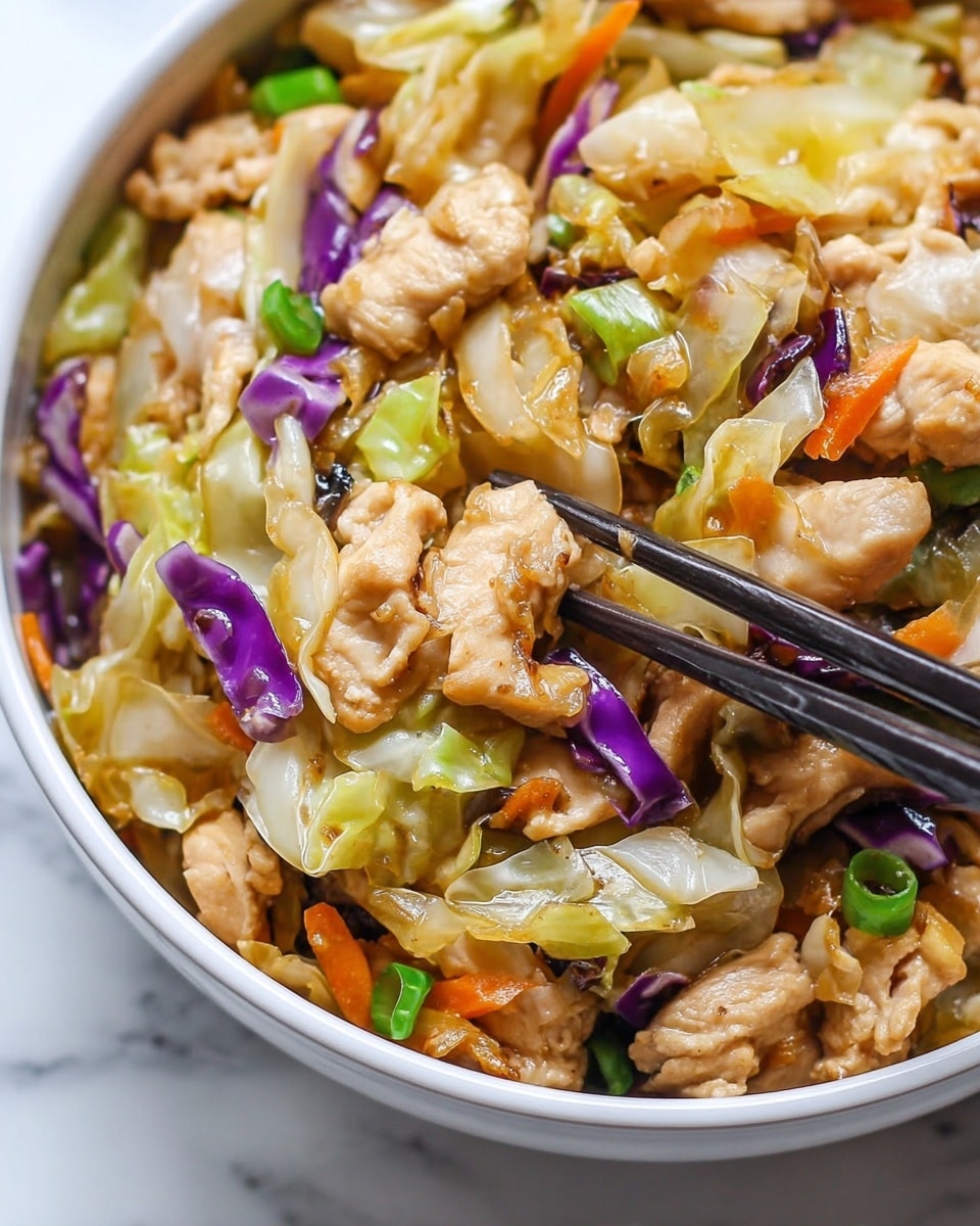 A white bowl filled with three layers: the bottom layer is white steamed rice with a soft and fluffy texture, the middle layer consists of cooked ground meat mixed with thin orange carrot strips and pieces of light yellow cabbage, and the top layer is sprinkled with bright green chopped scallions and white sesame seeds. The bowl sits on a white marbled surface with a metal fork placed to the right side of the bowl and a small white bowl with more green scallions partially visible in the lower left corner. photo taken with an iphone --ar 4:5 --v 7