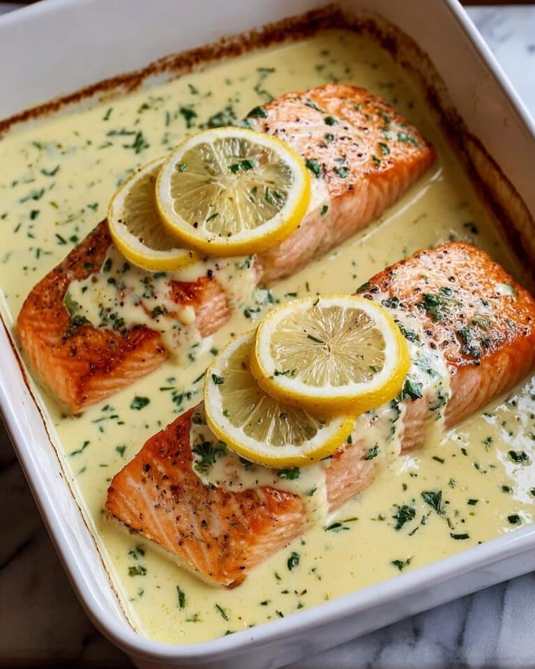 Baked Salmon with Lemon Butter Cream Sauce Recipe