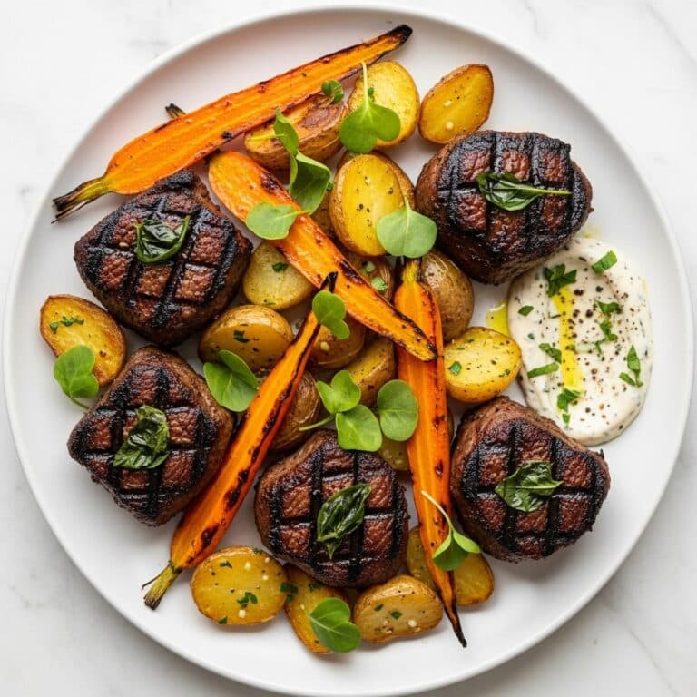 Savory Garlic Herb Lamb Chops with Root Veggie Medley Recipe
