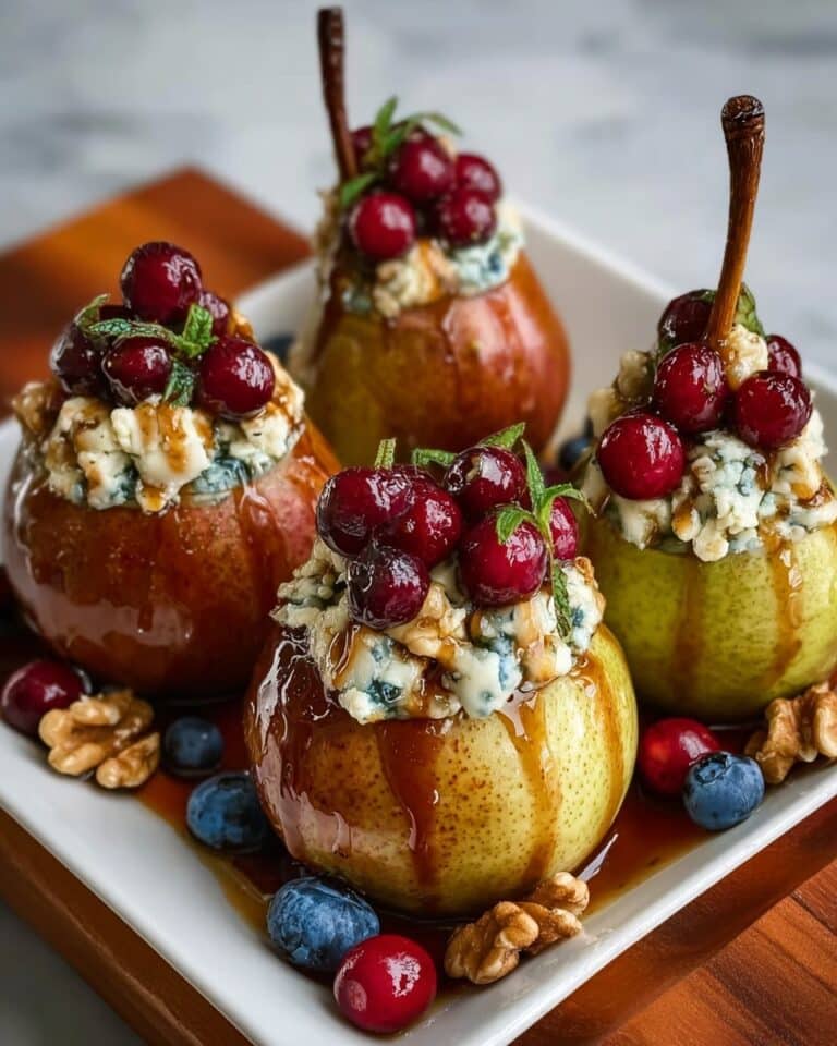 Baked Pears with Berries, Walnuts, and Blue Cheese Recipe